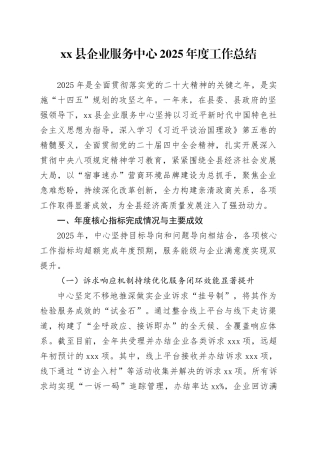 县企业服务中心2025年度工作总结