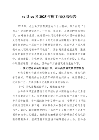 县乡2025年度工作总结报告