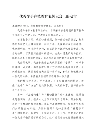 优秀学子在镇教育表彰大会上的发言