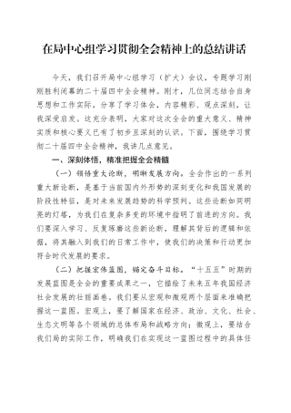 在局理论学习中心组学习贯彻党的二十届四中全会精神上的总结讲话20251103