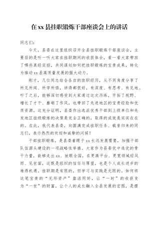 在县挂职锻炼干部座谈会上的讲话20251024