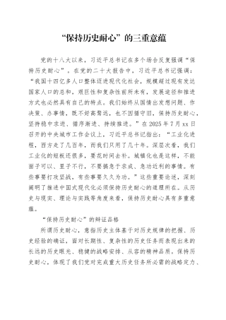 “保持历史耐心”的三重意蕴
