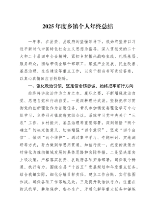 2025年度乡镇街道个人年终总结