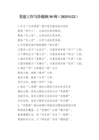党建工作写作提纲30例（20251122）