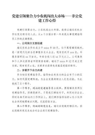 党建引领聚合力 小农机闯出大市场——非公党建工作心得