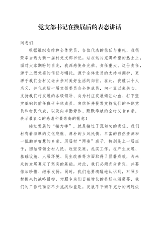 党支部书记在换届后的表态讲话20251121