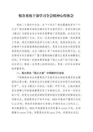 粮食系统干部学习党的二十届四中全会精神心得体会研讨发言交流20251128