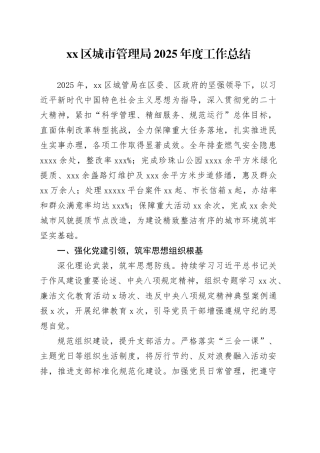 区城市管理局2025年度工作总结