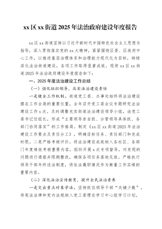 区街道2025年法治政府建设年度报告