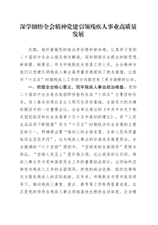 深学细悟全会精神党建引领残疾人事业高质量发展