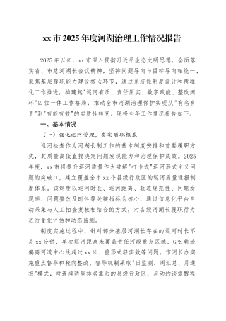 市2025年度河湖治理工作情况报告