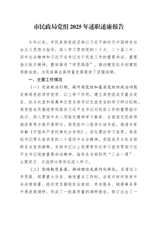 市民政局党组2025年述职述廉报告20251128
