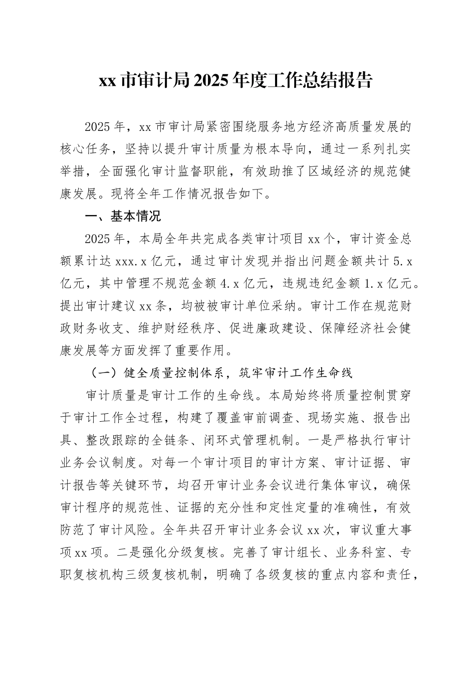 市审计局2025年度工作总结报告_第1页