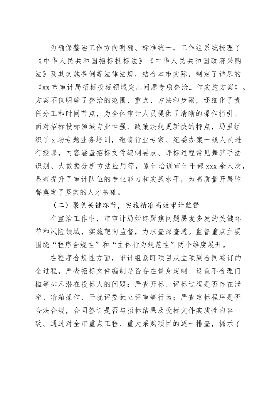 市审计局2025年度招标投标领域专项整治工作情况报告_第2页
