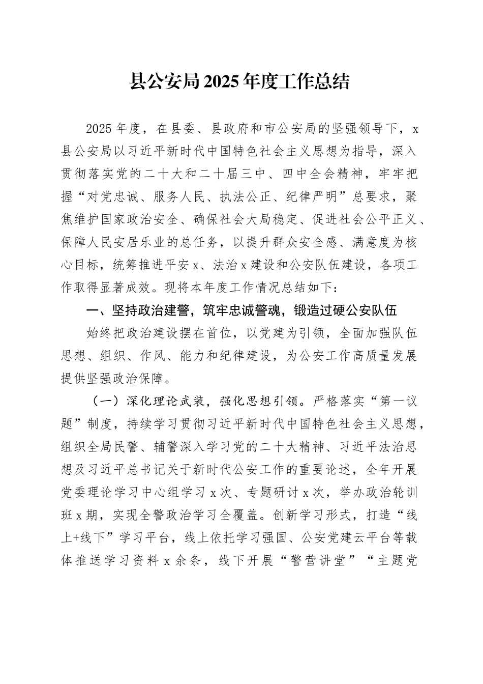 县公安局2025年度工作总结_第1页