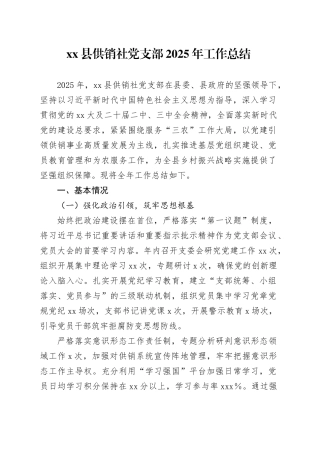 县供销社党支部2025年工作总结