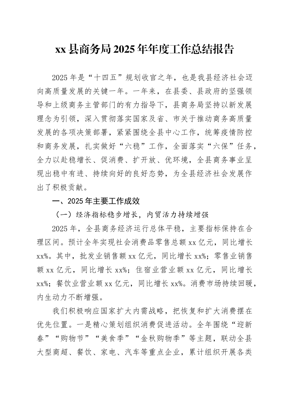 县商务局2025年年度工作总结报告_第1页