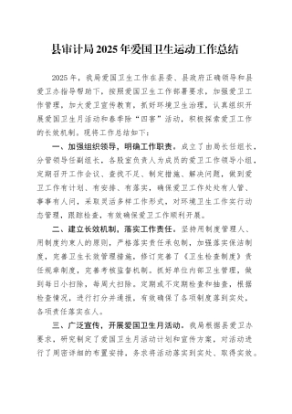 县审计局2025年爱国卫生运动工作总结