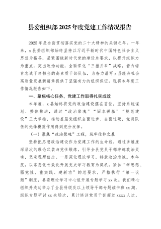 县委组织部2025年度党建工作情况报告(1)
