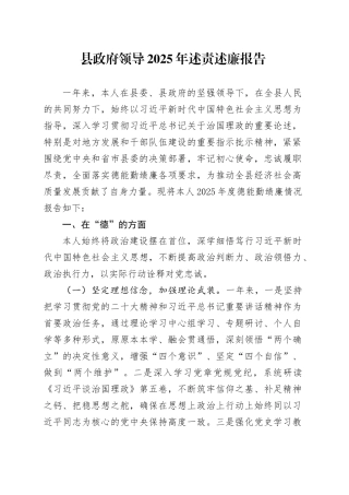 县政府领导2025年述责述廉报告20251113