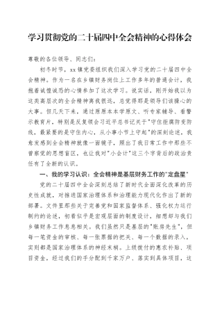 乡镇街道财务会计学习贯彻党的二十届四中全会精神的心得体会20251121