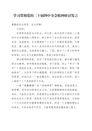 学习贯彻党的二十届四中全会精神心得体会研讨发言交流20251128