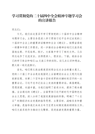 学习贯彻党的二十届四中全会精神专题学习会的宣讲报告党课讲稿20251128