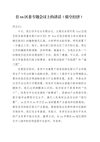 在区委专题会议上的讲话（低空经济）