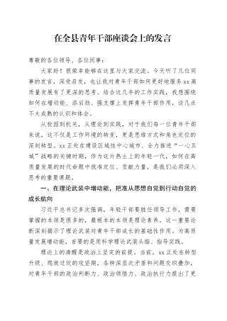 在全县青年干部座谈会上的发言