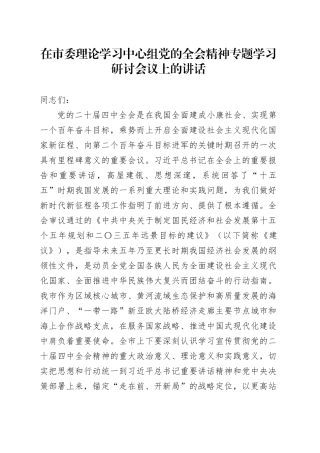 在市委理论学习中心组党的二十届四中全会精神专题学习研讨会议上的讲话20251113