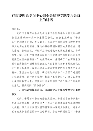 在市委理论学习中心组学习贯彻党的二十届四中全会精神专题学习会议上的讲话20251117
