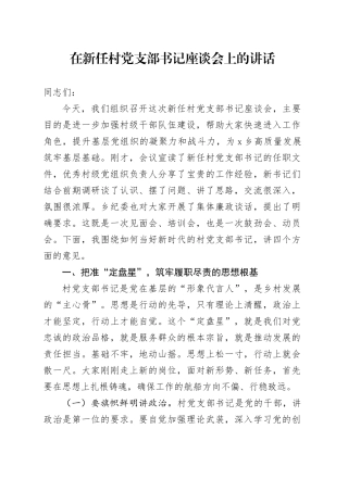 在新任村党支部书记座谈会上的讲话