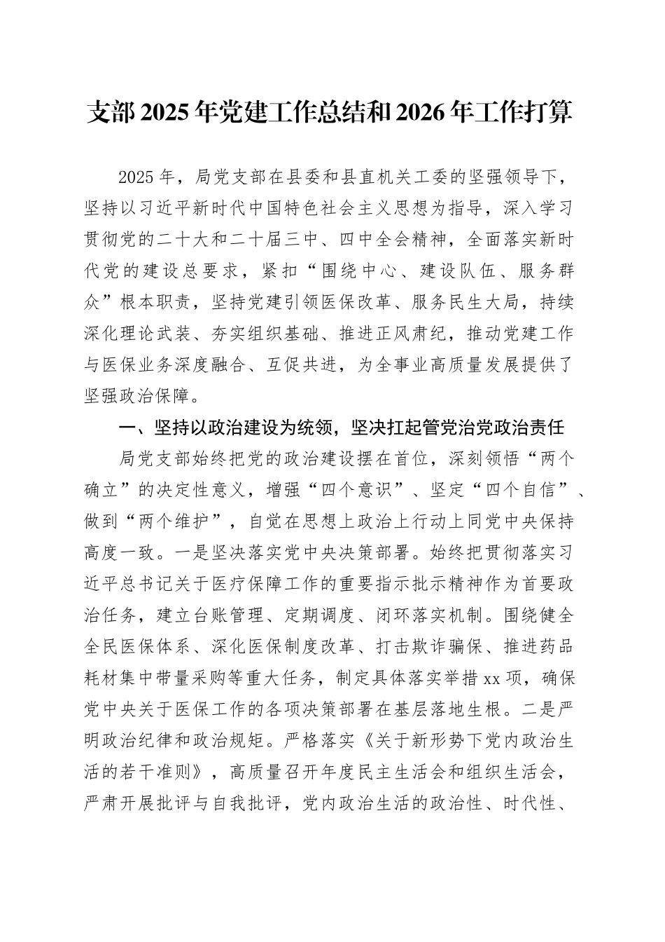 支部2025年党建工作总结和2026年工作打算20251121_第1页