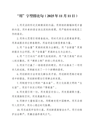 “用”字型排比句（2025年11月11日）