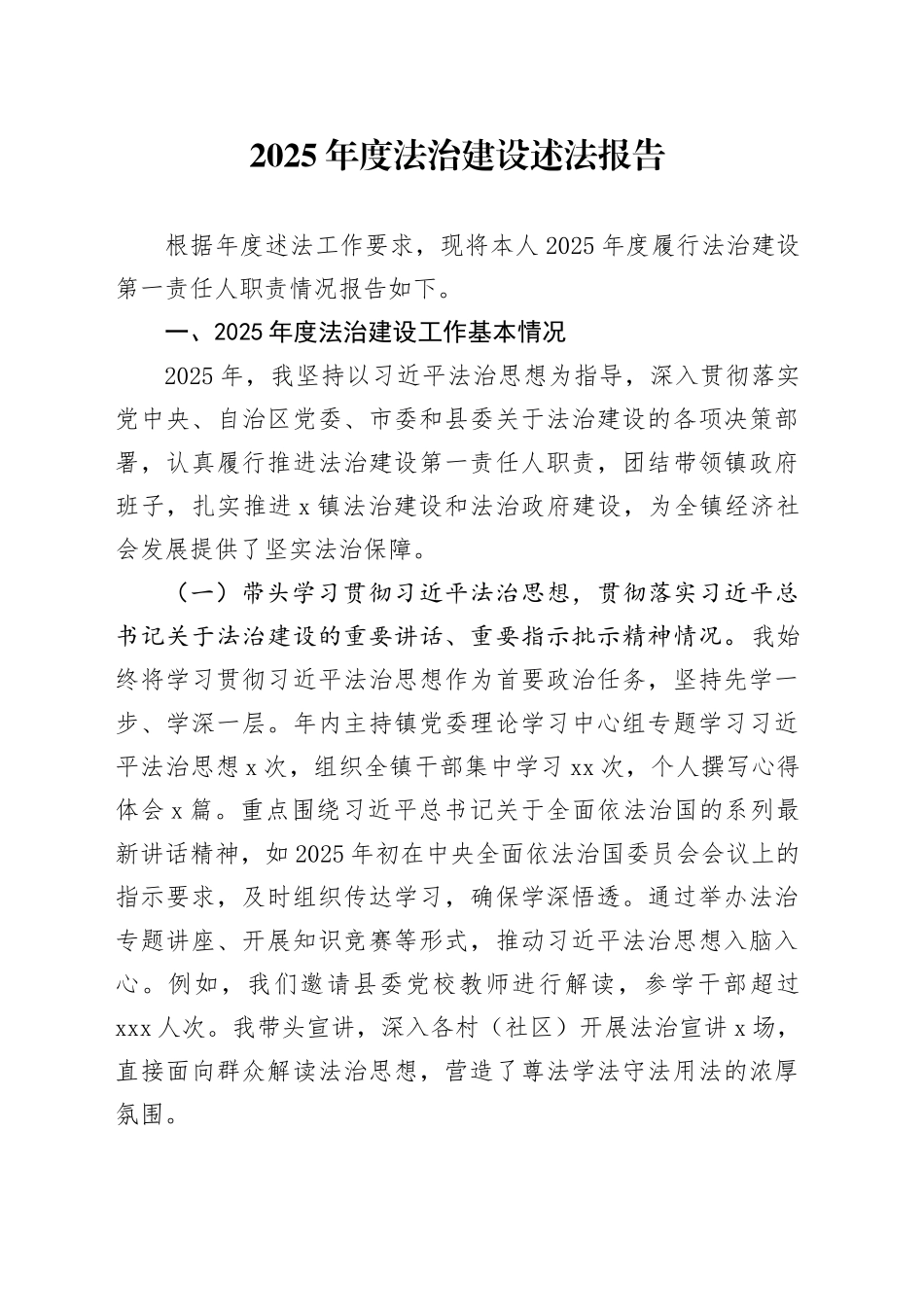 2025年度法治建设述法报告_第1页