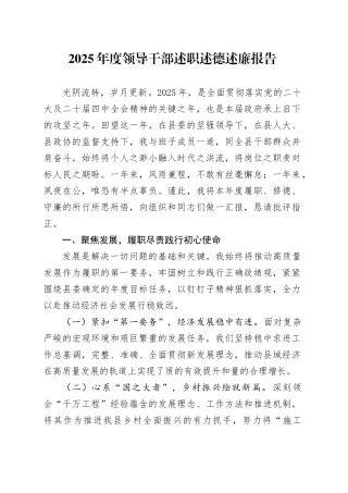 2025年度领导干部述职述德述廉报告