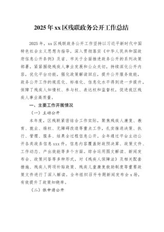 2025年区残联政务公开工作总结
