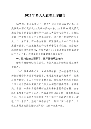 2025年乡人大履职工作报告