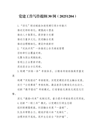 党建工作写作提纲30例（20251204）