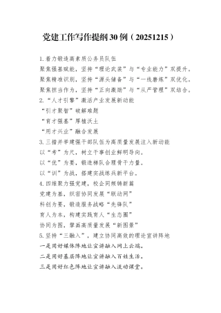 党建工作写作提纲30例（20251215）