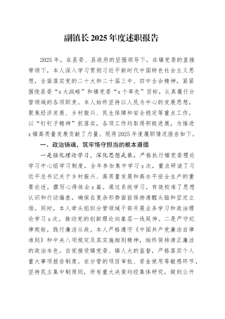 副镇长2025年度述职报告
