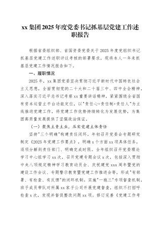 集团2025年度党委书记抓基层党建工作述职报告_120251210
