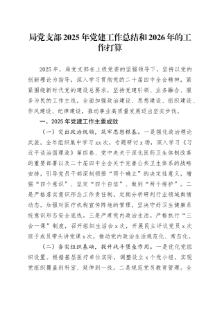 局党支部2025年党建工作总结和2026年的工作打算20251205