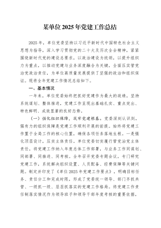 某单位2025年党建工作总结20251219
