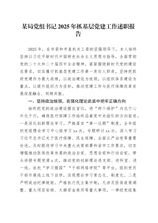 某局党组书记2025年抓基层党建工作述职报告20251203