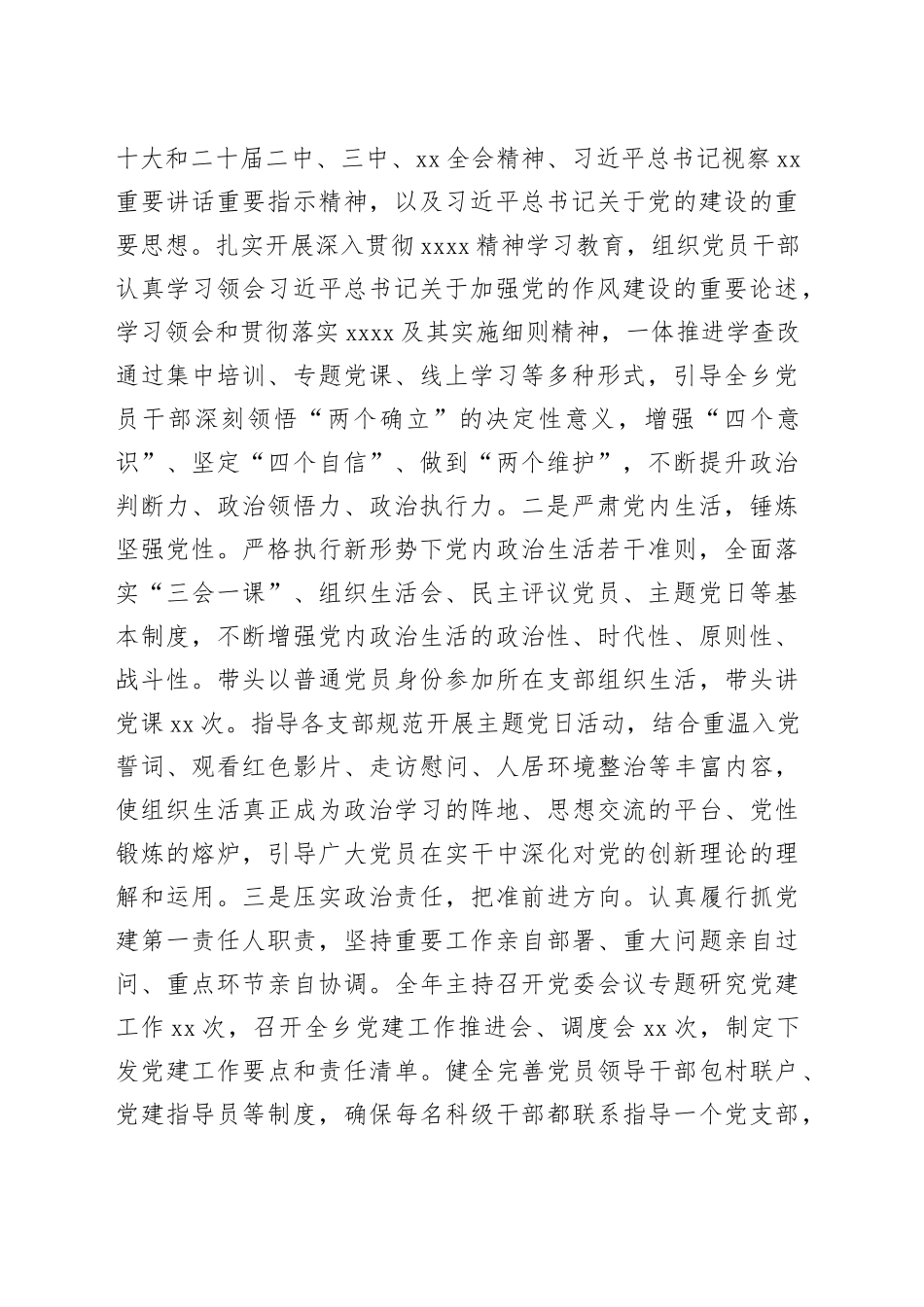 某乡党委书记2025年抓基层党建工作述职报告_第2页