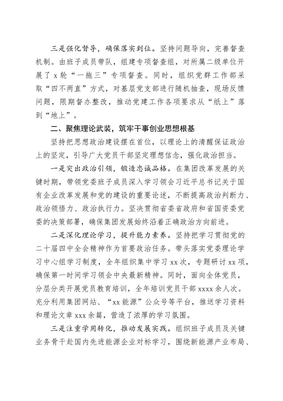 能源集团有限公司2025年度书记抓基层党建工作述职报告20251210_第2页