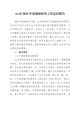 区2025年度森林防火工作总结报告
