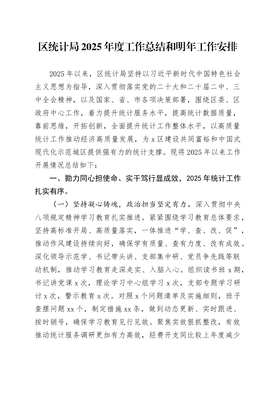 区统计局2025年度工作总结和明年工作安排20251210_第1页