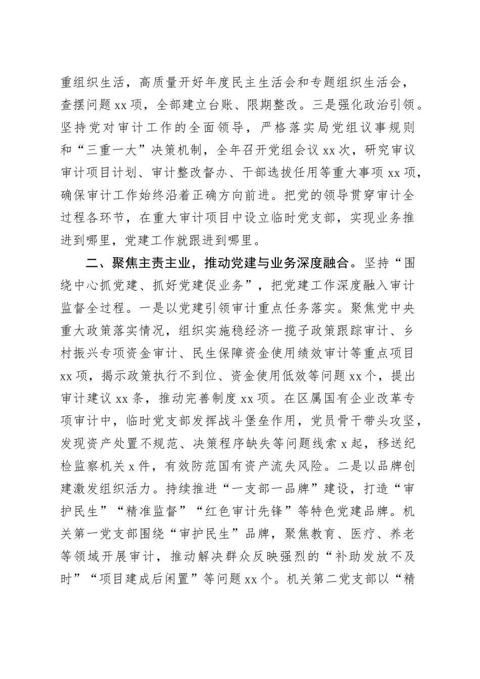 区县审计局党组书记2025年抓党建工作述职报告_第2页